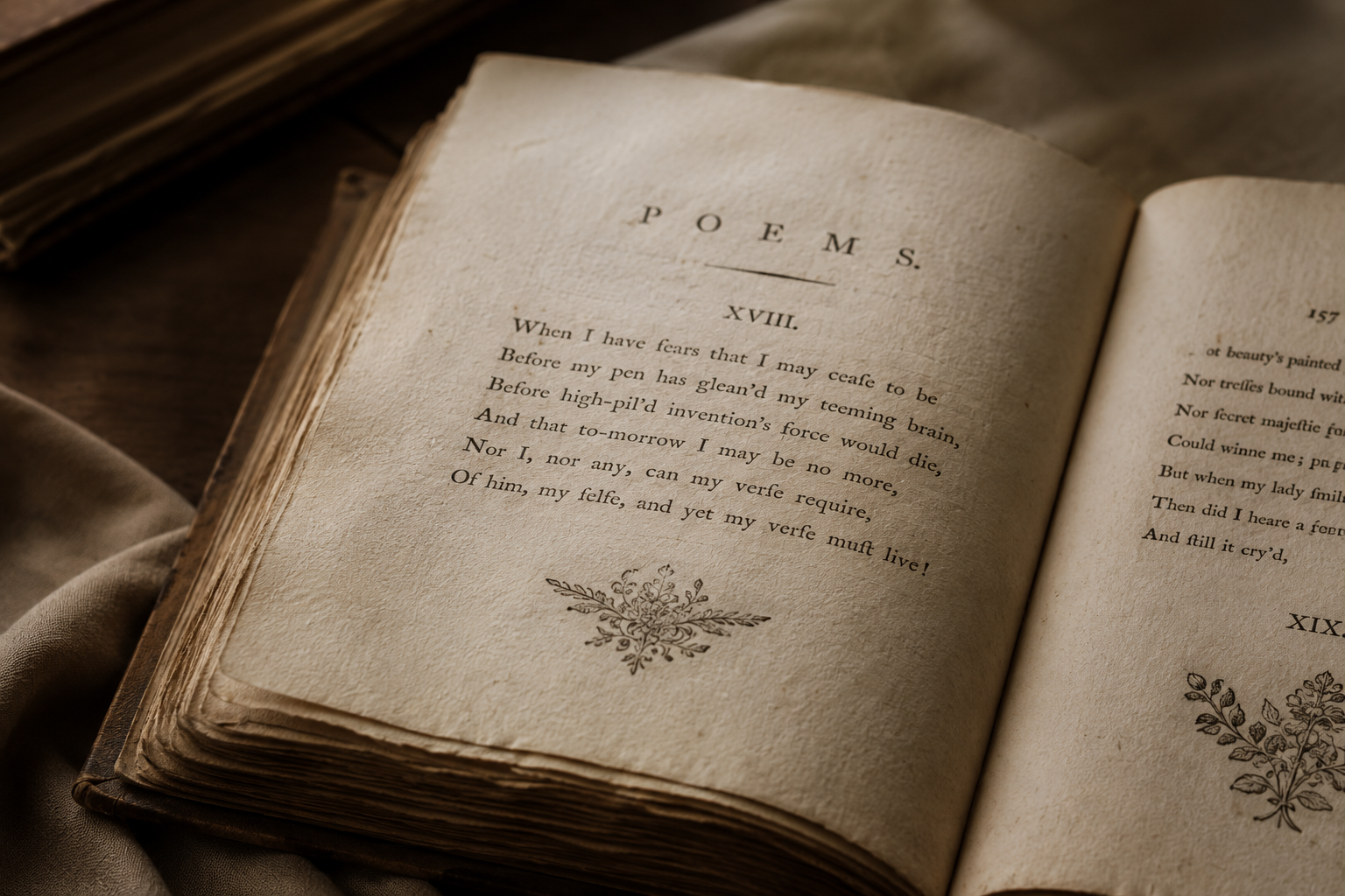 Aged leather book page and spine